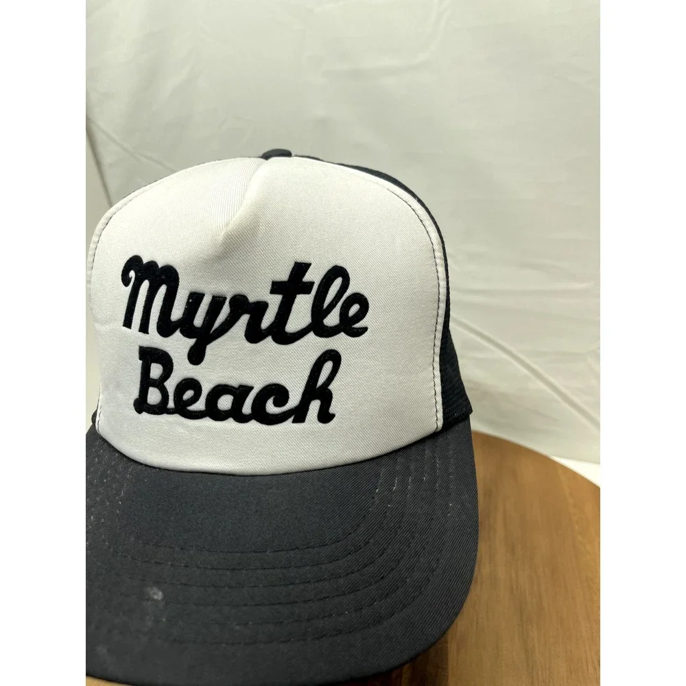 Myrtle‎ Beach Trucker Hat Cap Snapback 1980s White Black Souvenir  Beach